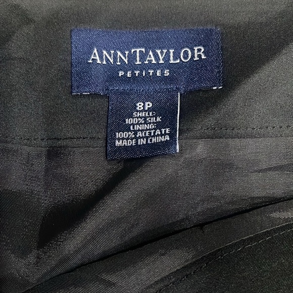 Ann Taylor Petites Vintage Silk A-line Skirt Black 8P - Picture 5 of 6